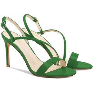 Patent Leather Open Toe Single Strap Stiletto High Heel Slingback Dress Sandals